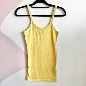 Vintage Abercrombie & Fitch‎ Yellow Tank Top Layering Preppy Logo Medium